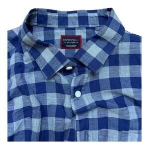 UNTUCKit Cotton Plaid Button Down Shirt Blue Gray Men’s Size XXL